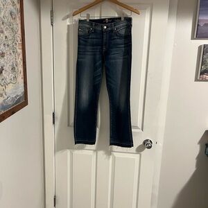 7 For All Mankind Dark Blue Cropped Boot Jeans